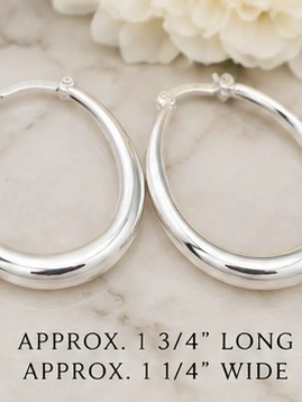 925 Sterling Silver Puffy Oval Hoop Earrings High Polish NWT